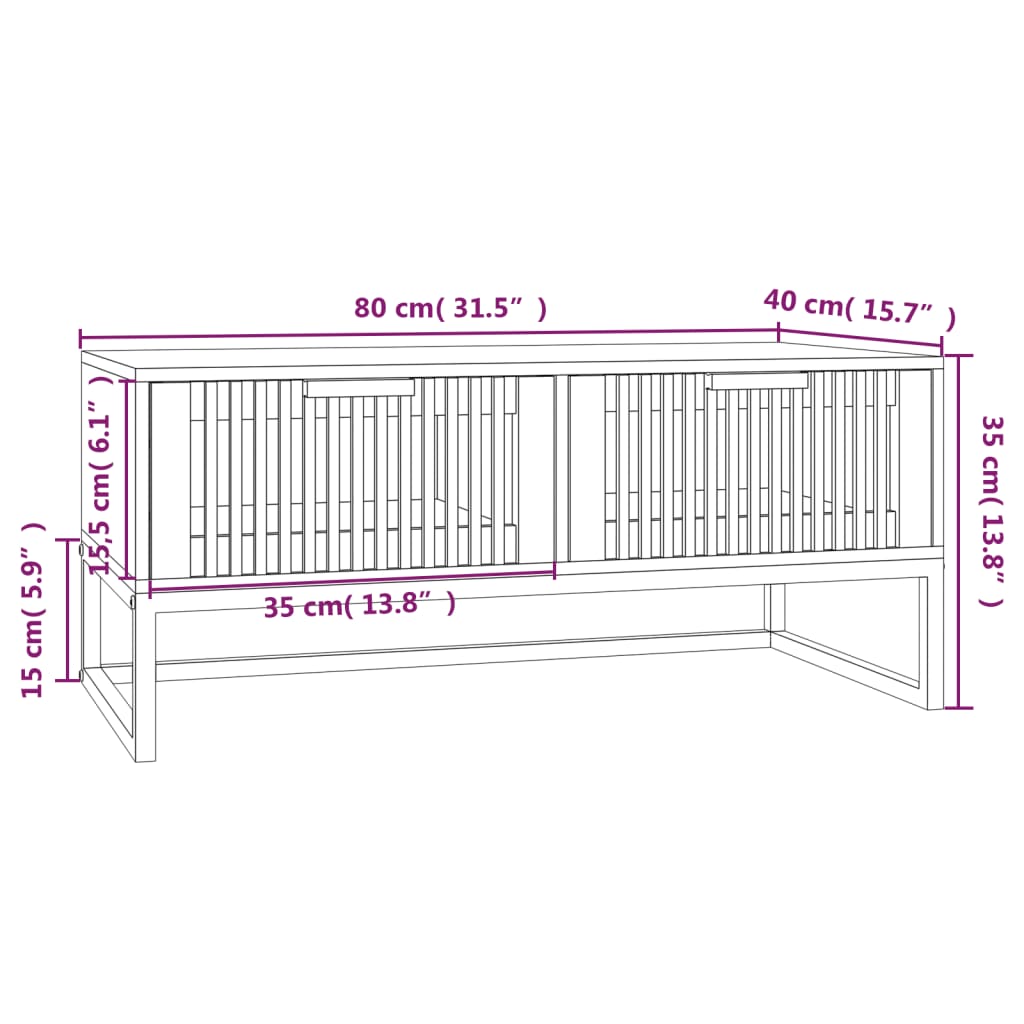 Tavolino da Salotto Nero 80x40x35 cm Legno Multistrato e Ferro - homemem39