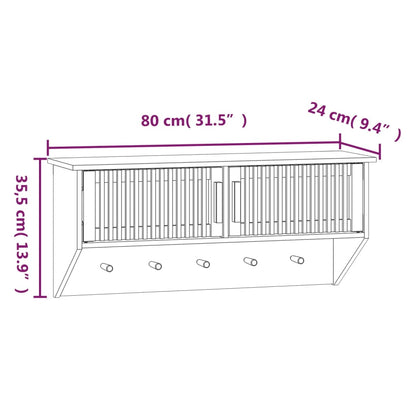 Armadietto Parete con Ganci Nero 80x24x35,5cm Legno Multistrato - homemem39