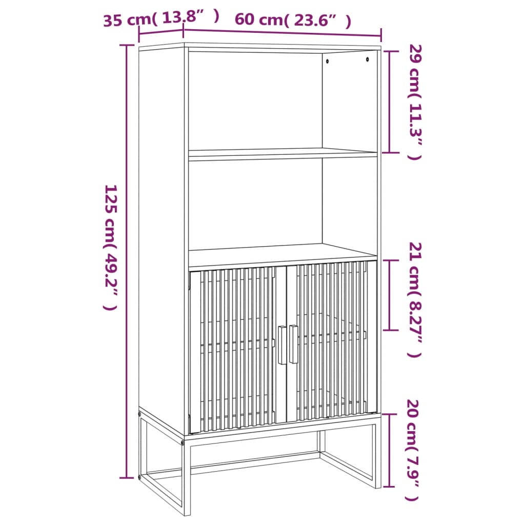 Credenza Bianca 60x35x125 cm in Legno Multistrato - homemem39