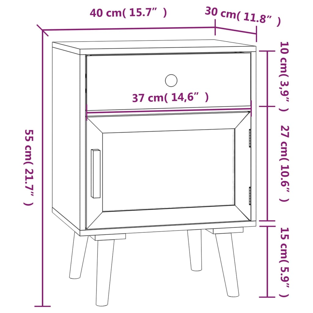 Comodini 2 pz Neri 40x30x55 cm in Legno Multistrato - homemem39