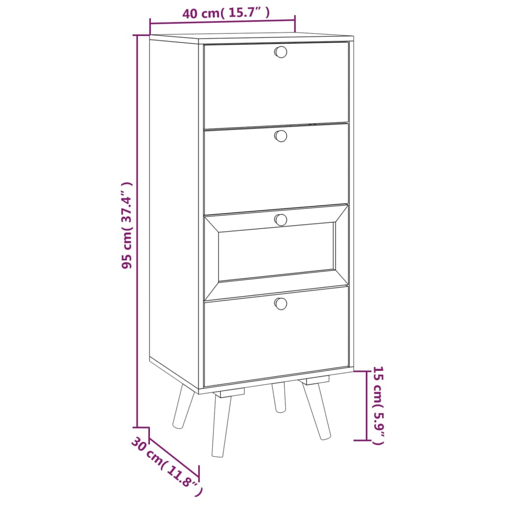 Credenza con Cassetti 40x30x95 cm in Legno Multistrato - homemem39