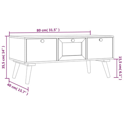 Tavolino da Salotto con Cassetti 80x40x35,5cm Legno Multistrato - homemem39