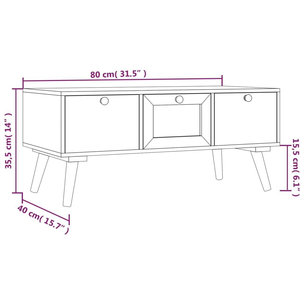 Tavolino da Salotto con Cassetti 80x40x35,5cm Legno Multistrato - homemem39