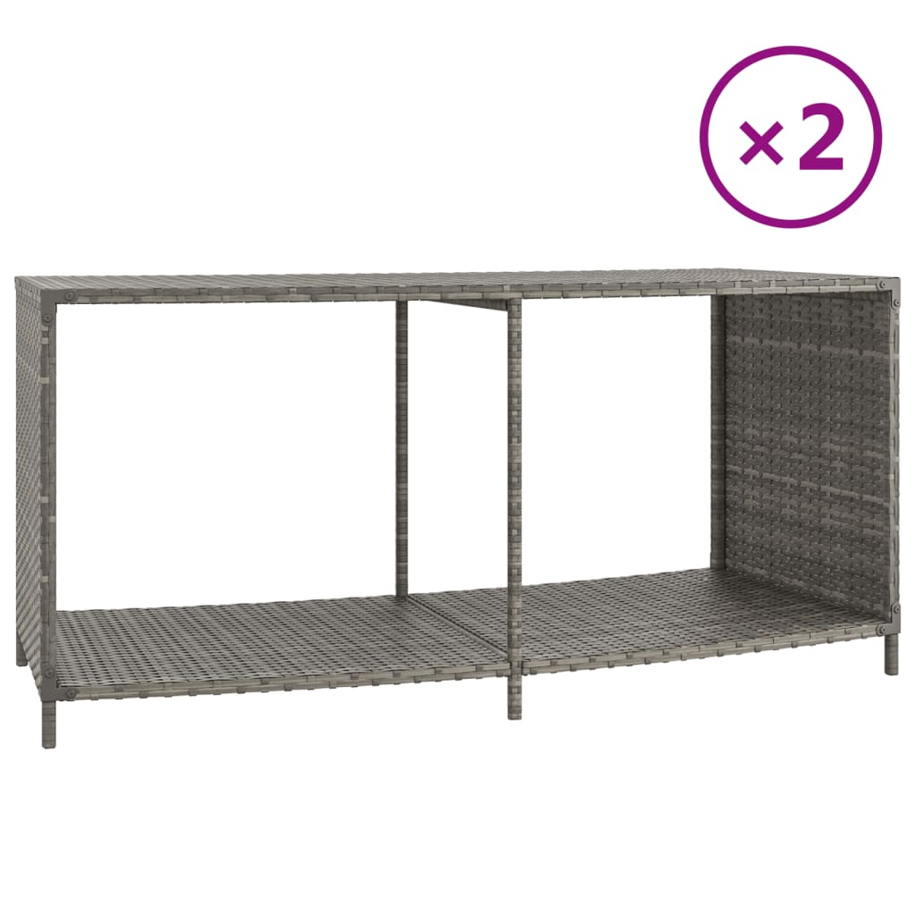 Scaffali Portaoggetti 2 pz in Polyrattan Grigio - homemem39