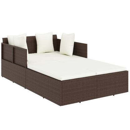 Lettino con Cuscini Marrone 182x118x63 cm in Polyrattan - homemem39