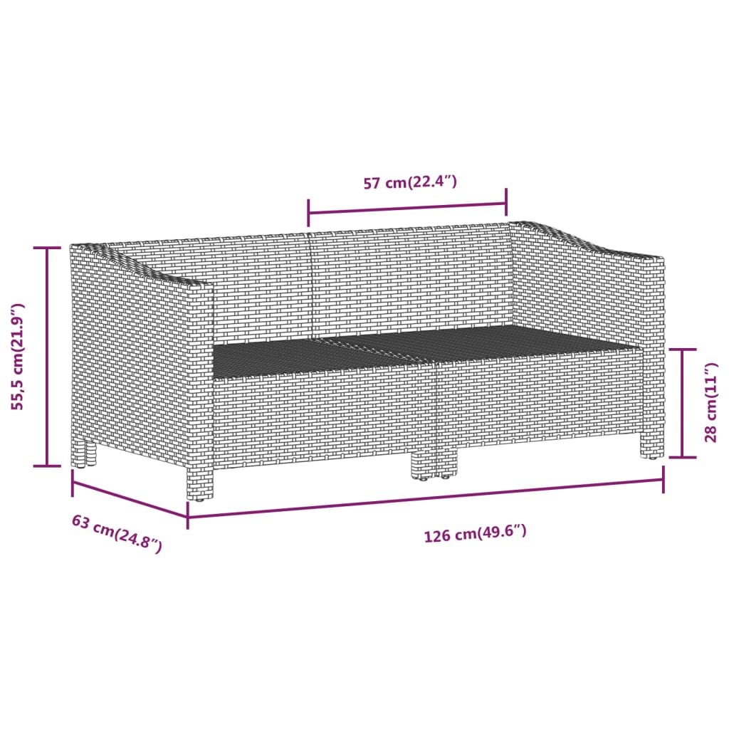 Set di Divani da Giardino 2 pz con Cuscini in Polyrattan Grigio - homemem39