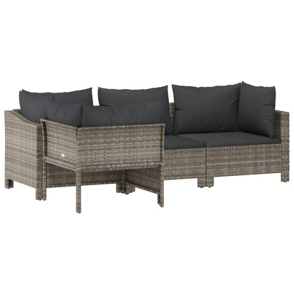 Set Divani da Giardino 4 pz con Cuscini in Polyrattan Grigio - homemem39