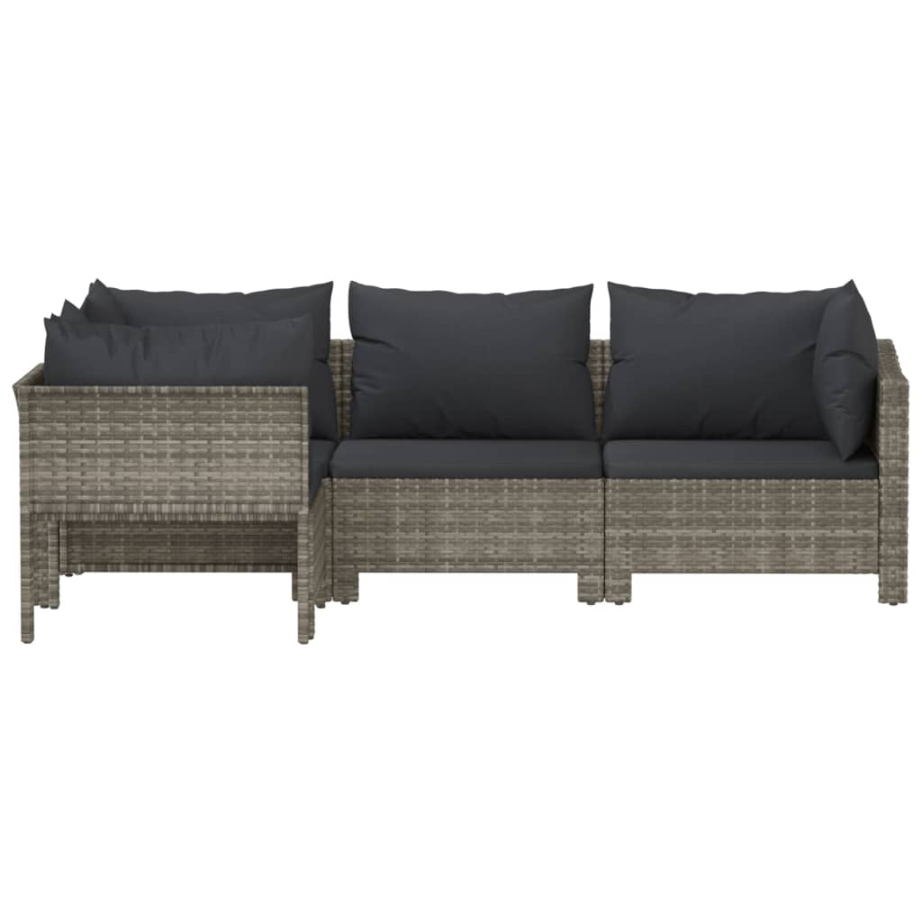 Set Divani da Giardino 4 pz con Cuscini in Polyrattan Grigio - homemem39