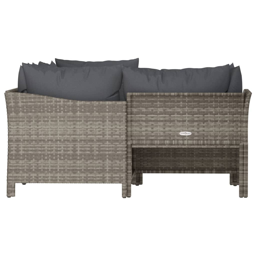 Set Divani da Giardino 4 pz con Cuscini in Polyrattan Grigio - homemem39