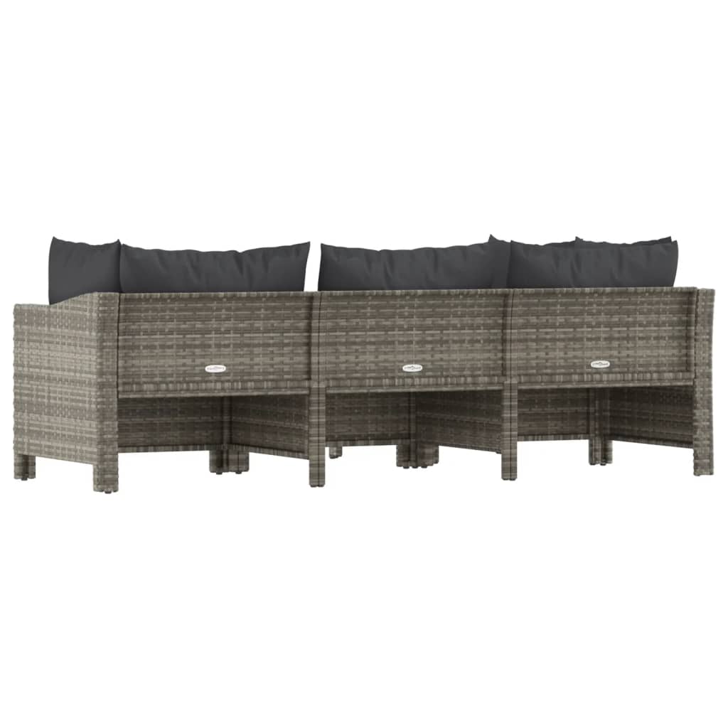 Set Divani da Giardino 4 pz con Cuscini in Polyrattan Grigio - homemem39