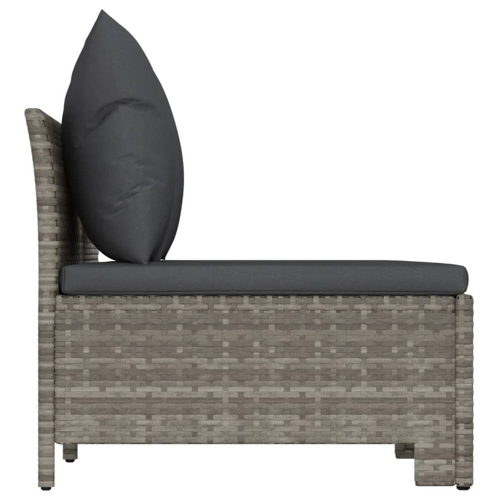 Set Divani da Giardino 3 pz con Cuscini in Polyrattan Grigio - homemem39