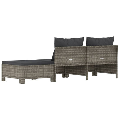 Set Divani da Giardino 3 pz con Cuscini in Polyrattan Grigio - homemem39