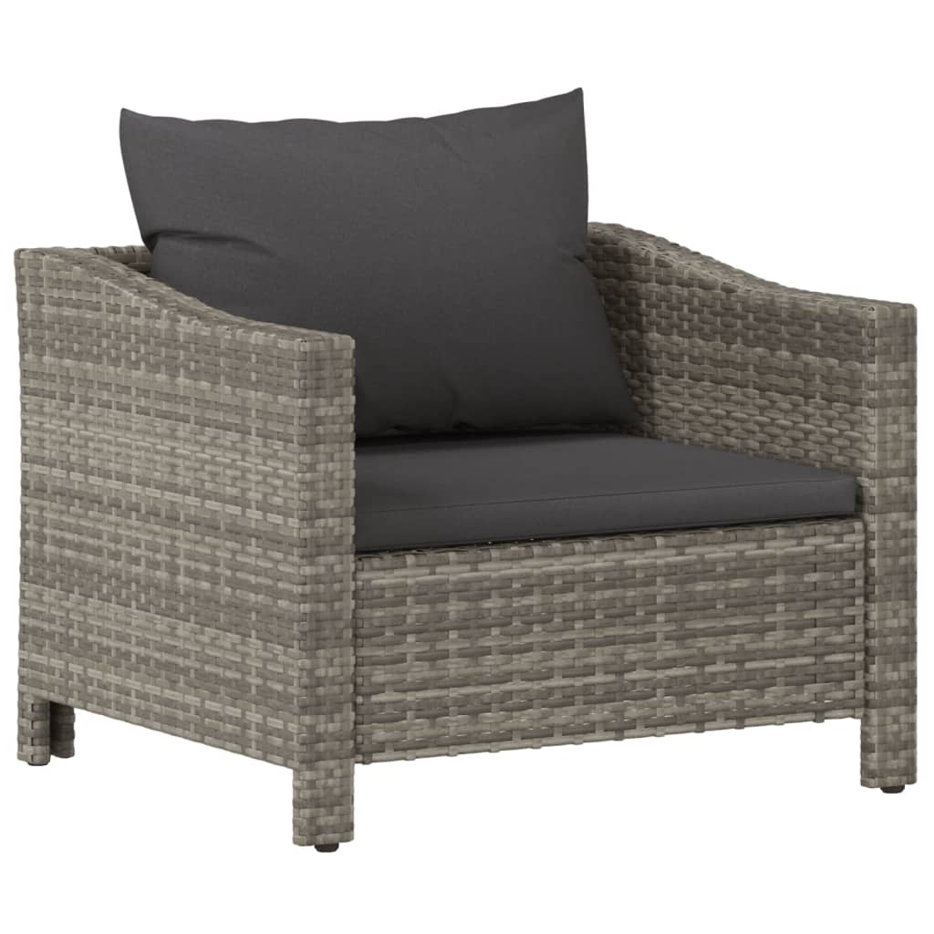 Poltrona da Giardino con Cuscino Grigio in Polyrattan - homemem39