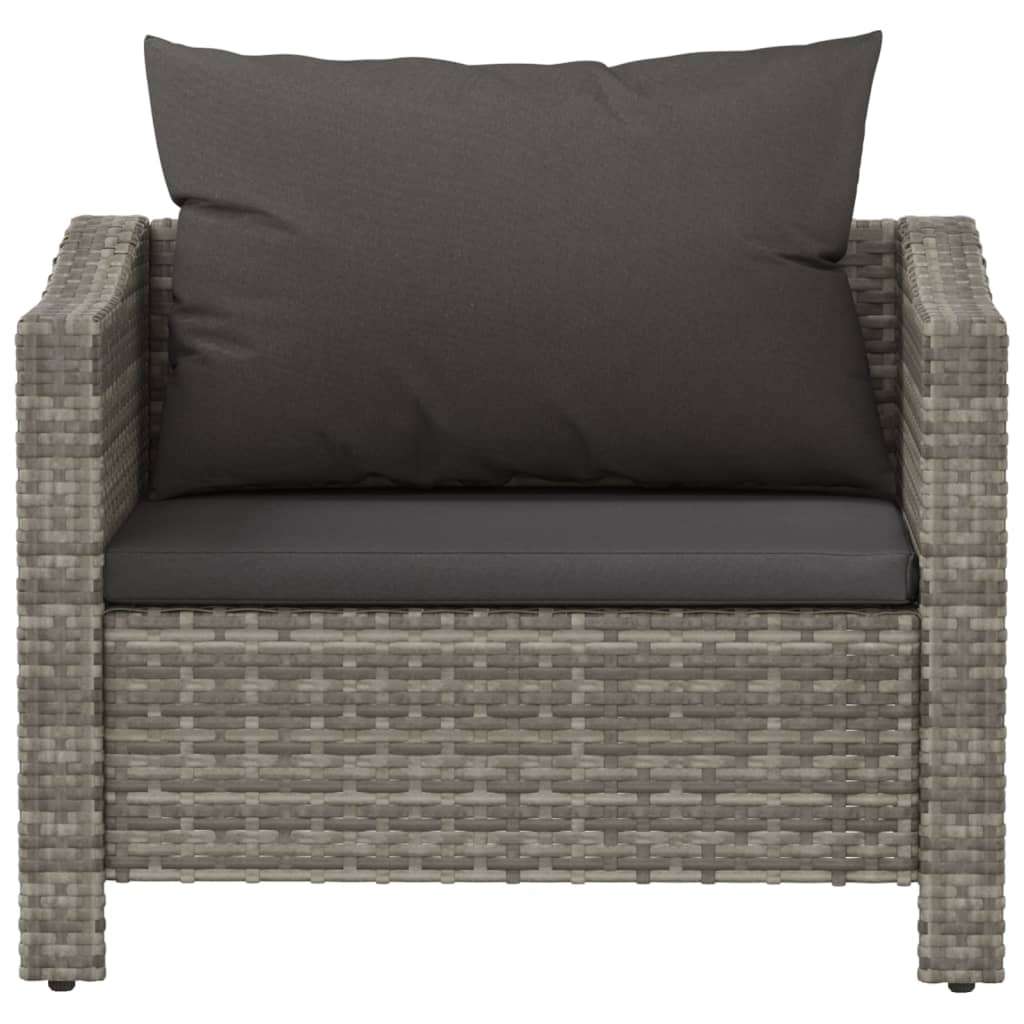 Poltrona da Giardino con Cuscino Grigio in Polyrattan - homemem39