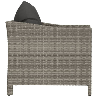 Poltrona da Giardino con Cuscino Grigio in Polyrattan - homemem39