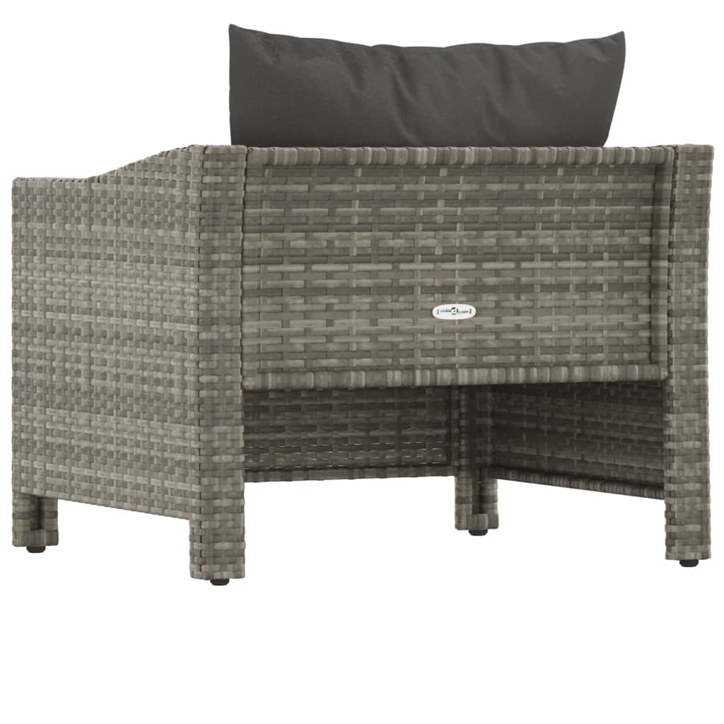 Poltrona da Giardino con Cuscino Grigio in Polyrattan - homemem39