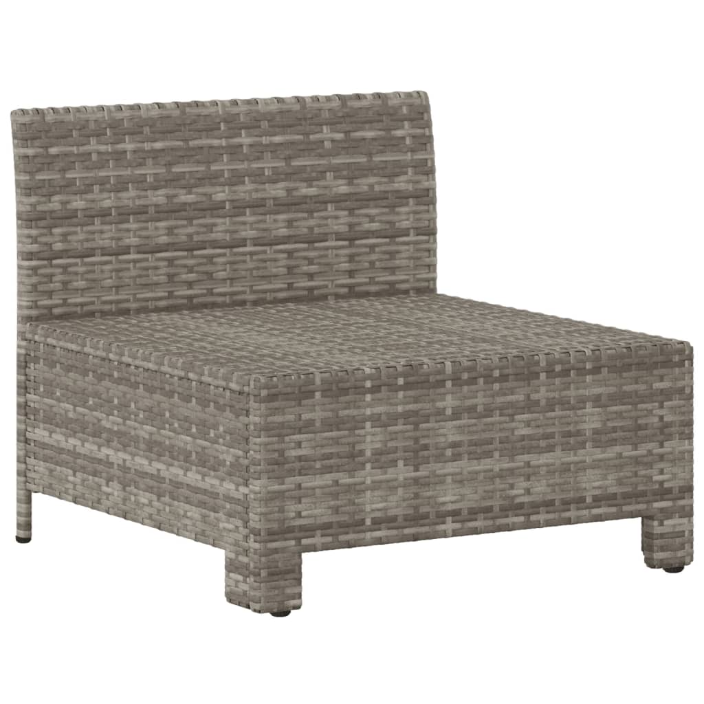 Divano Centrale da Giardino con Cuscino in Polyrattan Grigio - homemem39