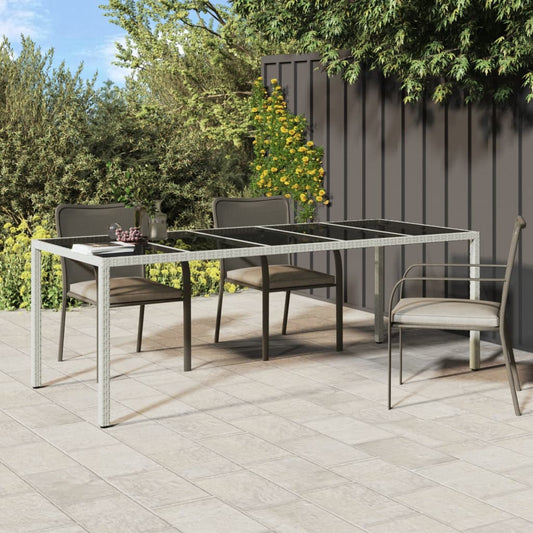 Tavolo Giardino Bianco 250x100x75 cm Polyrattan Vetro Temperato - homemem39