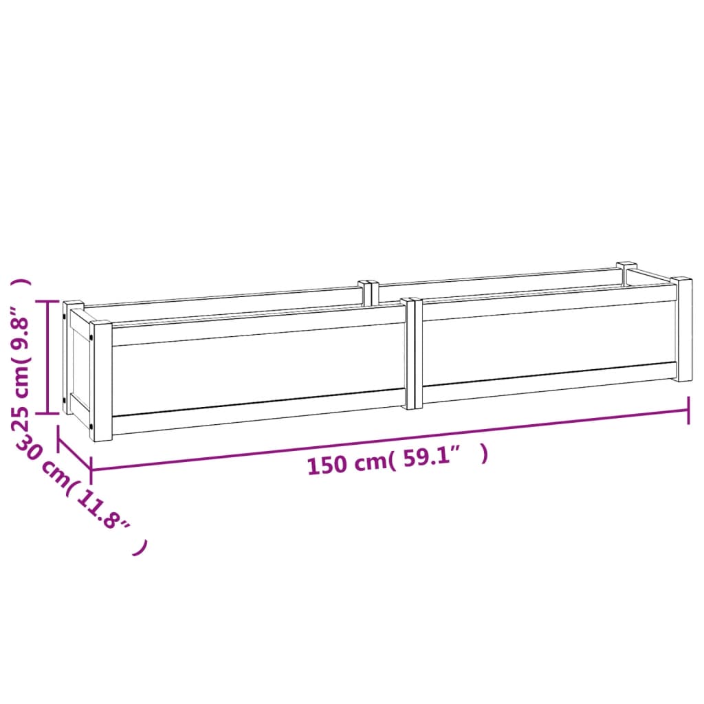 Letto Giardino Rialzato 150x30x25 cm Legno Massello di Teak - homemem39