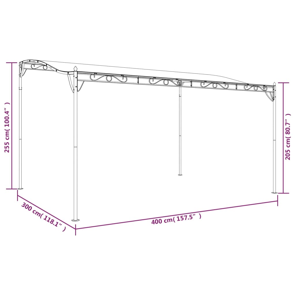 Tettoia Antracite 4x3 m 180 g/m² Tessuto e Acciaio - homemem39