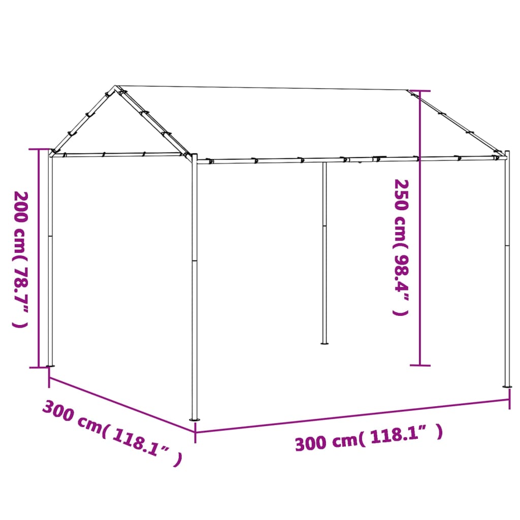 Tenda a Baldacchino Antracite 3x3 m in Acciaio e Tessuto - homemem39