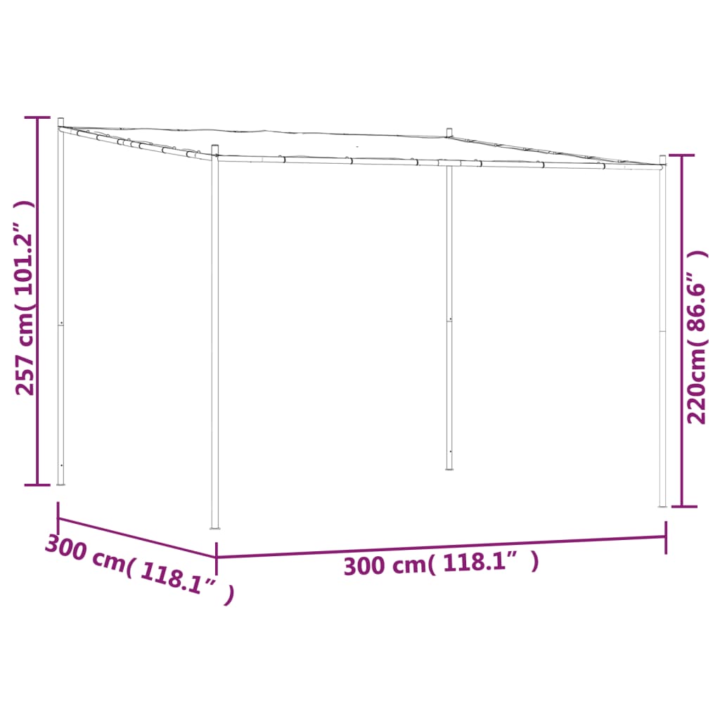 Gazebo Beige 3x3 m 180 g/m² Tessuto e Acciaio - homemem39