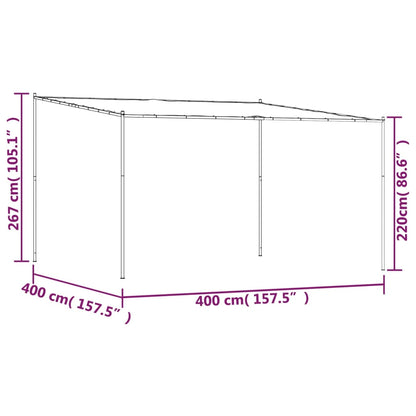 Gazebo Beige 4x4 m 180 g/m² Tessuto e Acciaio - homemem39