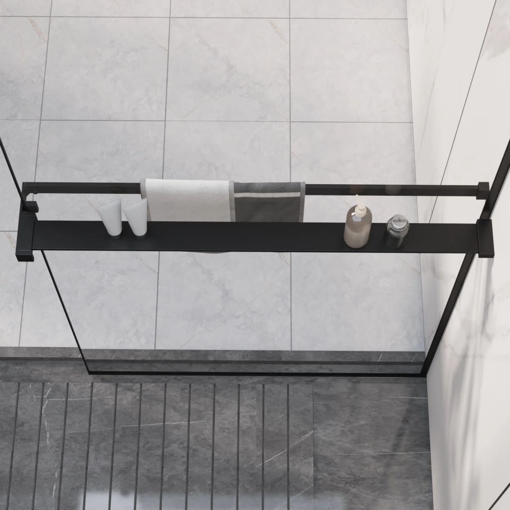 Mensola Doccia a Parete per Doccia Walk-in Nera 80 cm Alluminio - homemem39