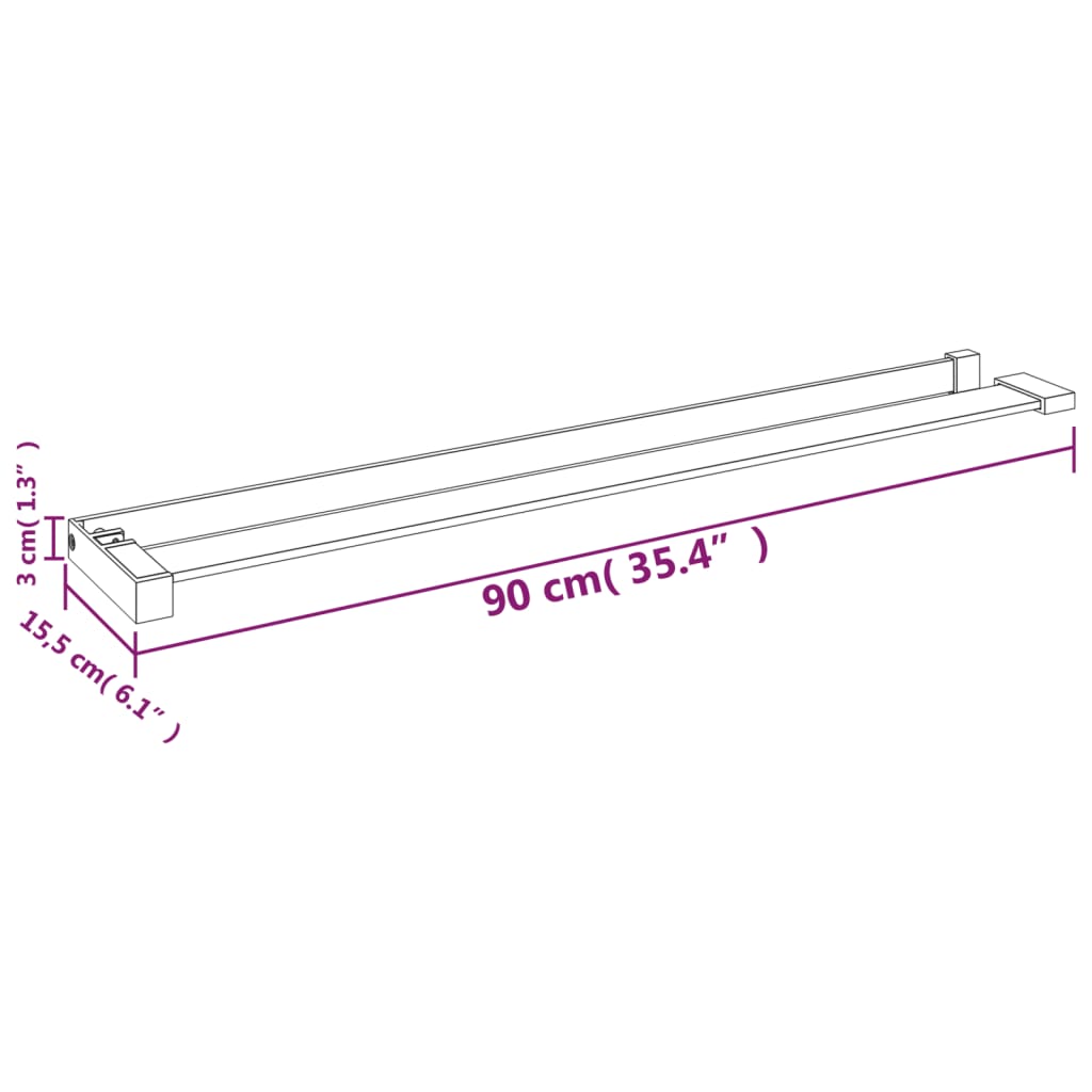 Mensola Doccia a Parete per Doccia Walk-in Nera 90 cm Alluminio - homemem39