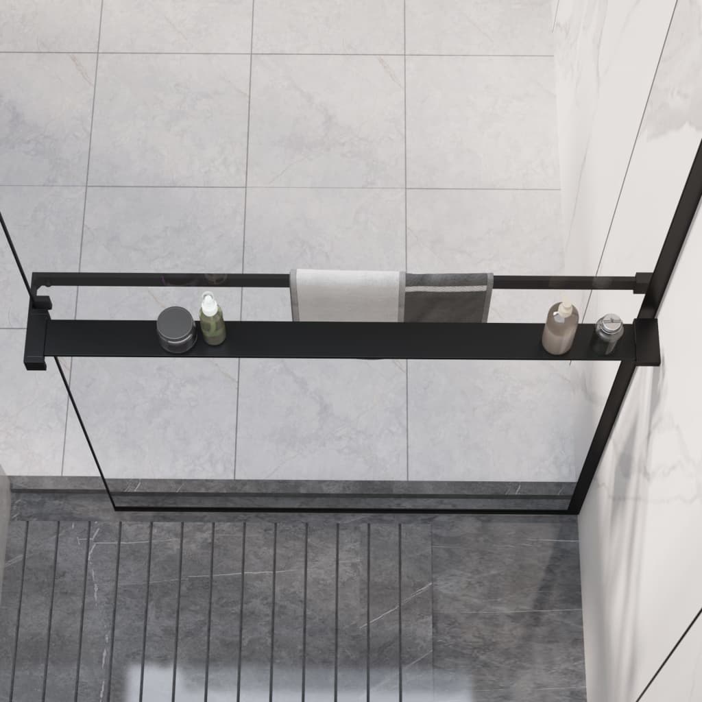 Mensola Doccia a Parete per Doccia Walk-in Nera 90 cm Alluminio - homemem39