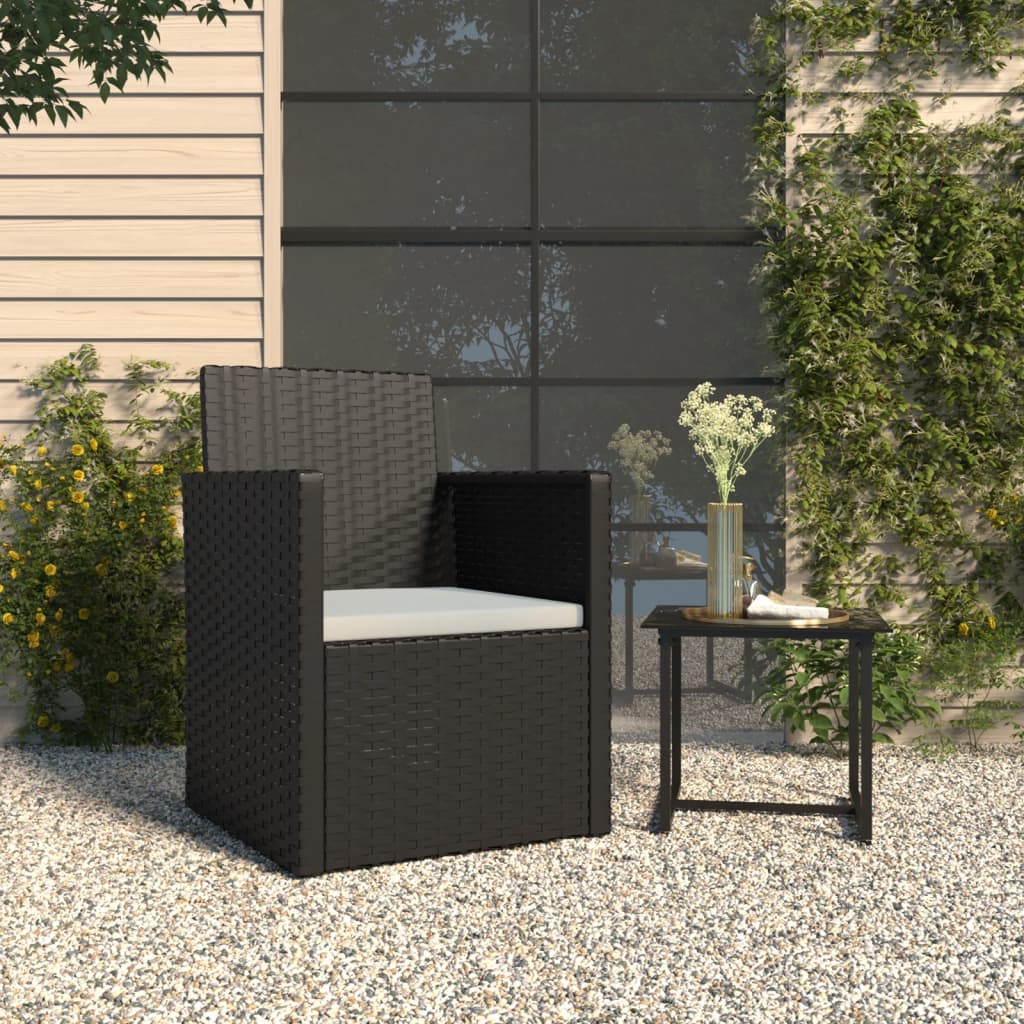 Poltrona da Giardino con Cuscino Nero in Polyrattan - homemem39