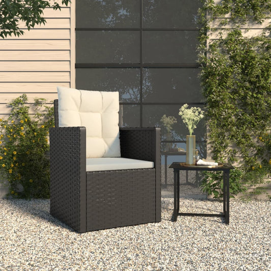 Poltrona da Giardino con Cuscini Nera in Polyrattan - homemem39