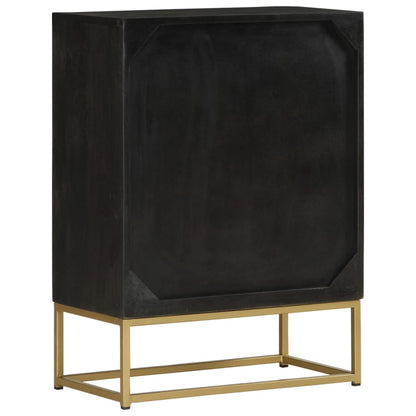 Credenza con 2 Ante Nero e Oro 55x30x75 cm Legno Massello Mango - homemem39