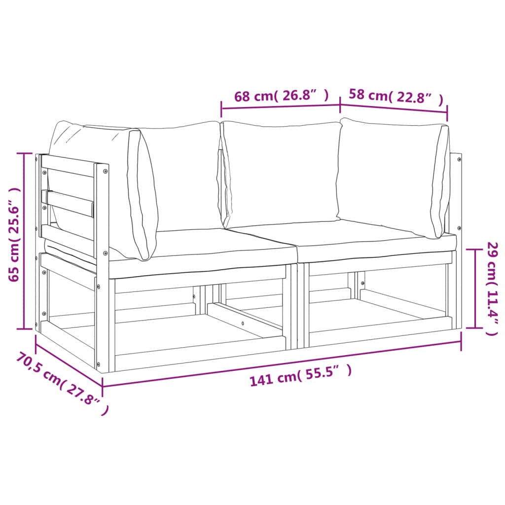 Divani Angolo Modulari 2pz Cuscini Grigio Chiaro Legno Acacia - homemem39