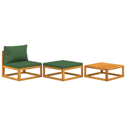 Set Mobili da Giardino 3pz con Cuscini Legno Massello di Acacia - homemem39