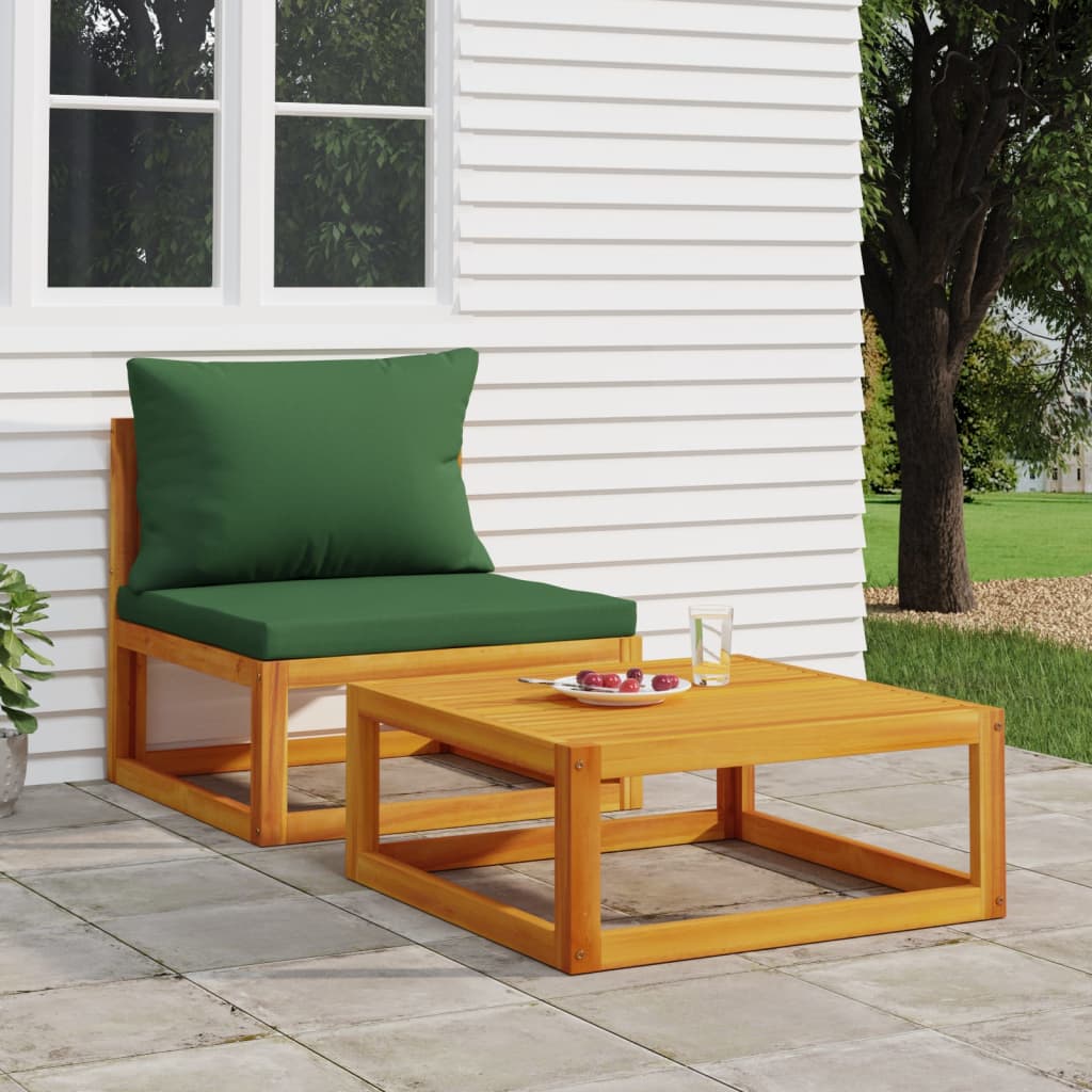 Set Divani da Giardino 2pz con Cuscini Legno Massello di Acacia - homemem39