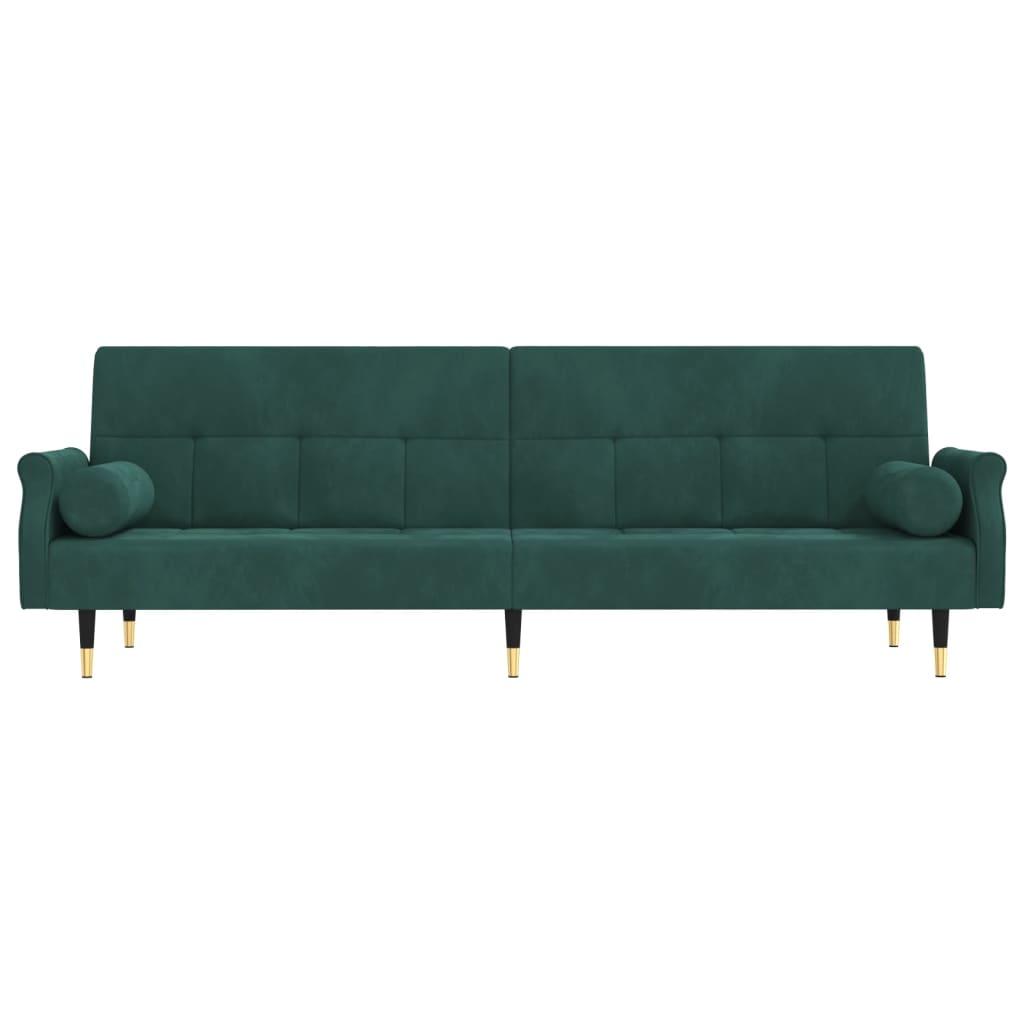 Divano Letto con Cuscini Verde Scuro in Velluto - homemem39