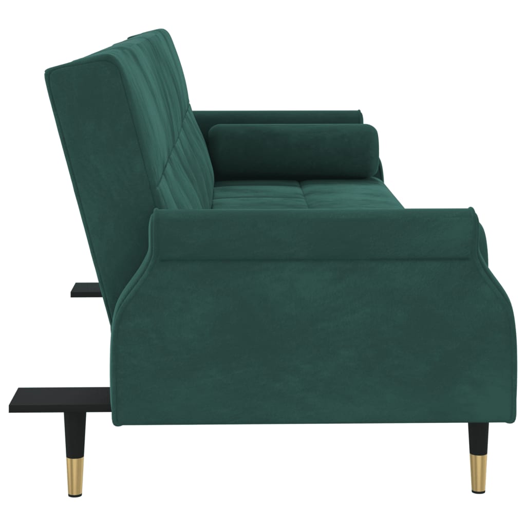 Divano Letto con Cuscini Verde Scuro in Velluto - homemem39