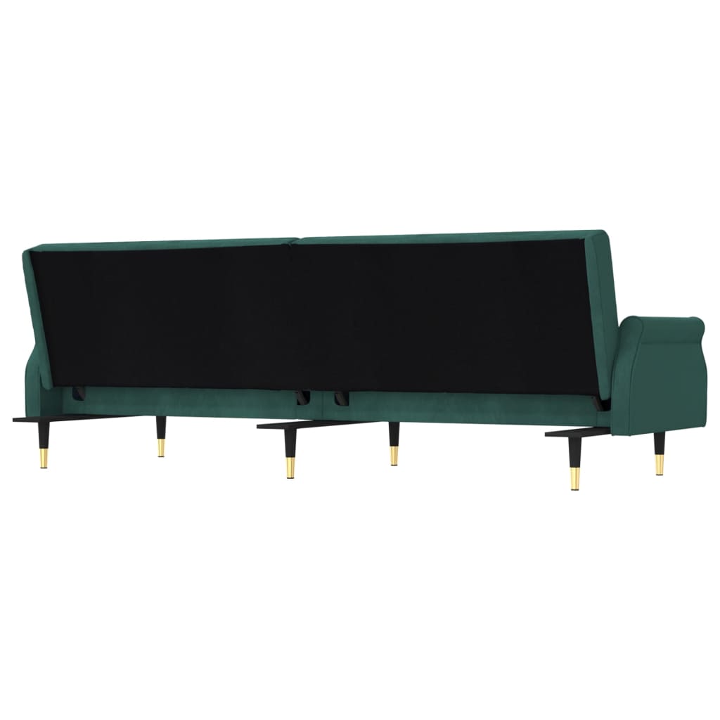 Divano Letto con Cuscini Verde Scuro in Velluto - homemem39