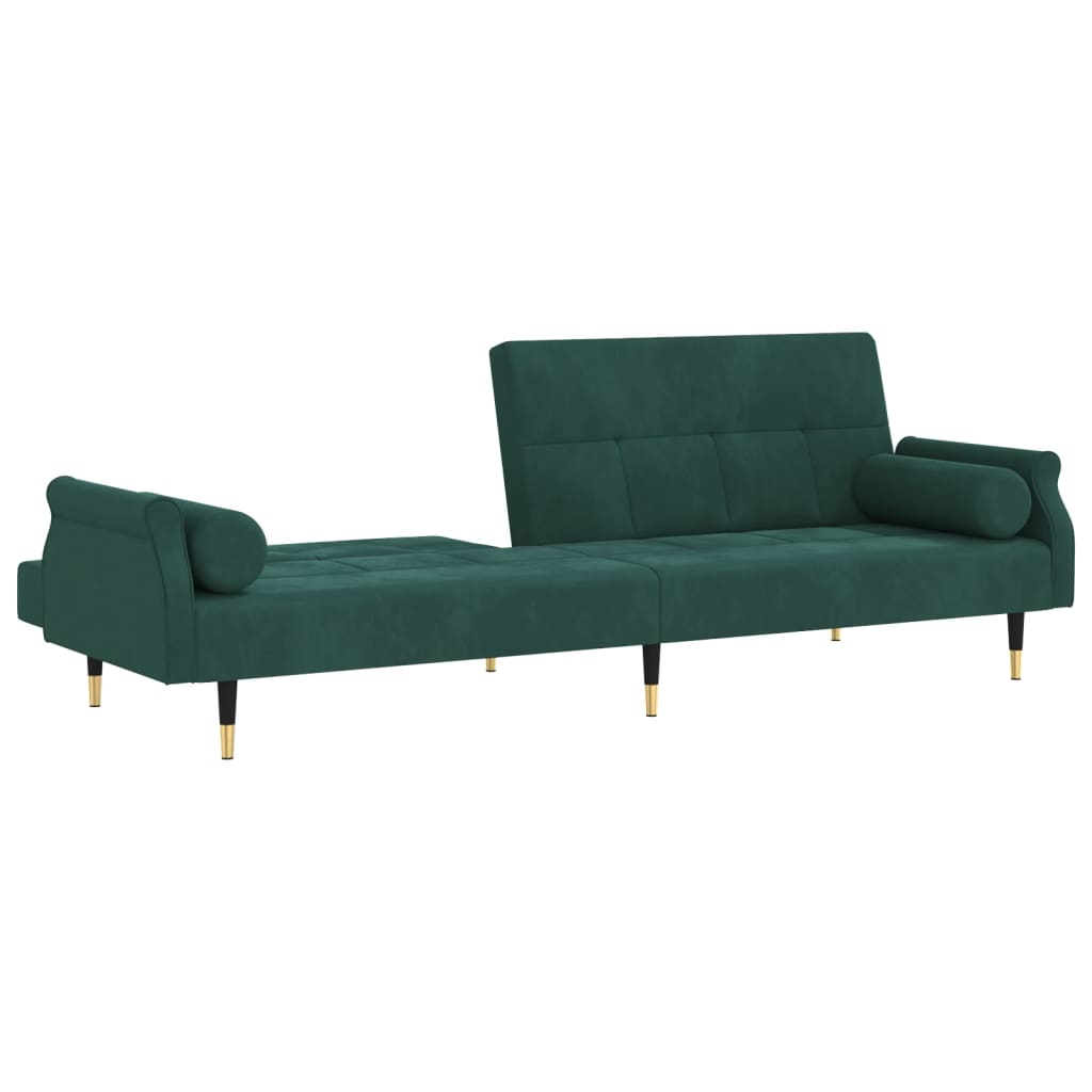 Divano Letto con Cuscini Verde Scuro in Velluto - homemem39