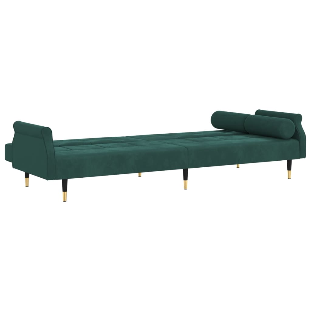 Divano Letto con Cuscini Verde Scuro in Velluto - homemem39