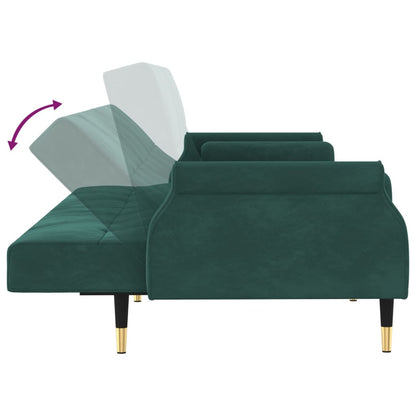 Divano Letto con Cuscini Verde Scuro in Velluto - homemem39