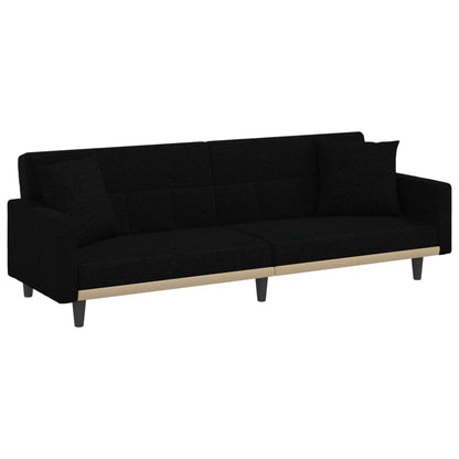 Divano Letto con Cuscini Nero in Tessuto - homemem39