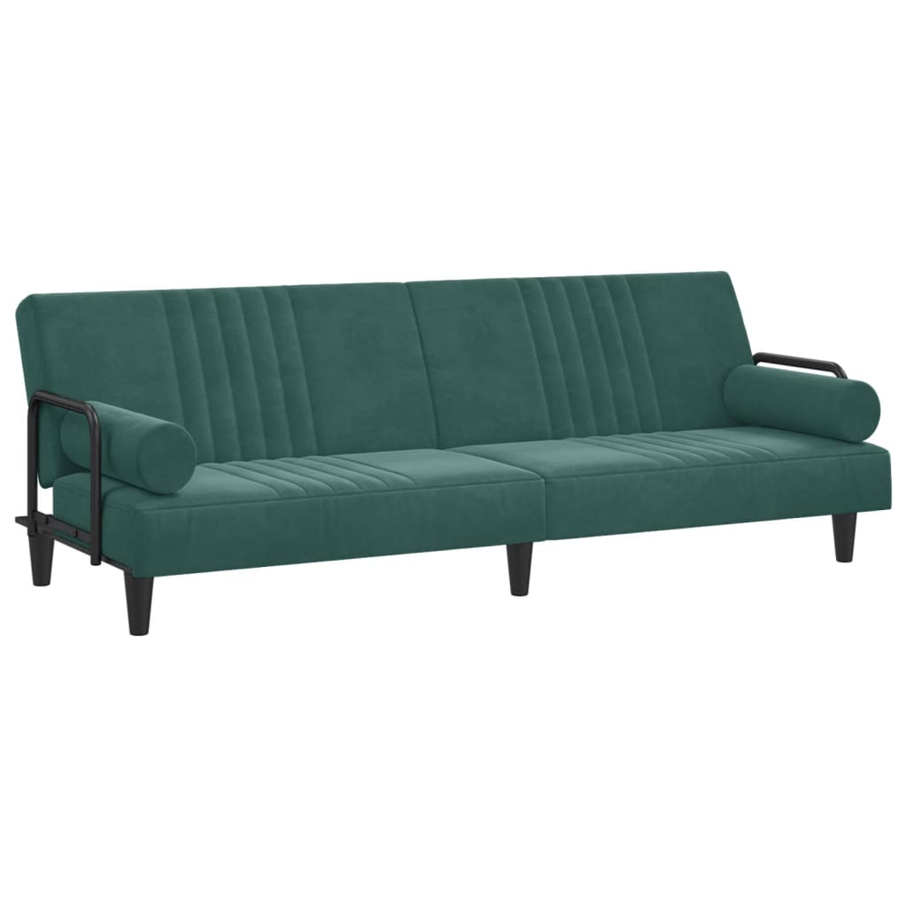 Divano Letto con Braccioli Verde Scuro in Velluto - homemem39