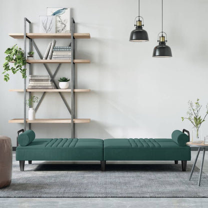 Divano Letto con Braccioli Verde Scuro in Velluto - homemem39