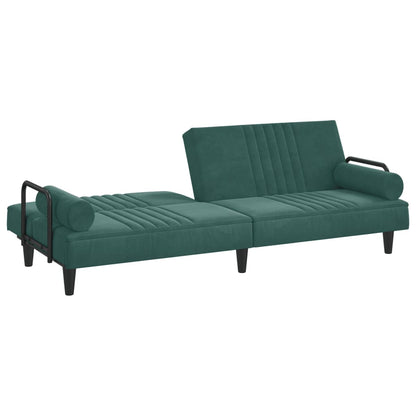 Divano Letto con Braccioli Verde Scuro in Velluto - homemem39