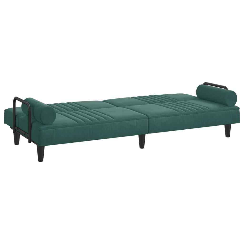 Divano Letto con Braccioli Verde Scuro in Velluto - homemem39