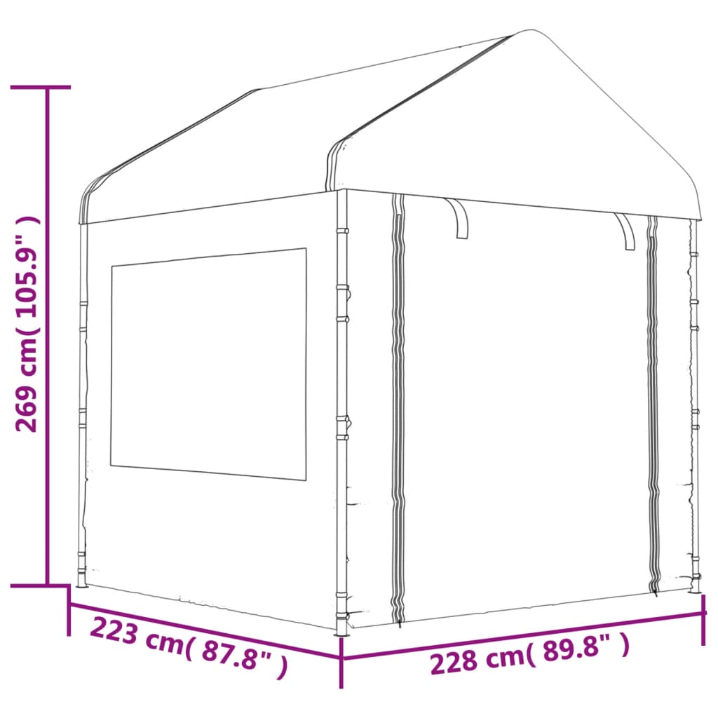 Gazebo con Tetto Bianco 2,28x2,23x2,69 m in Polietilene - homemem39