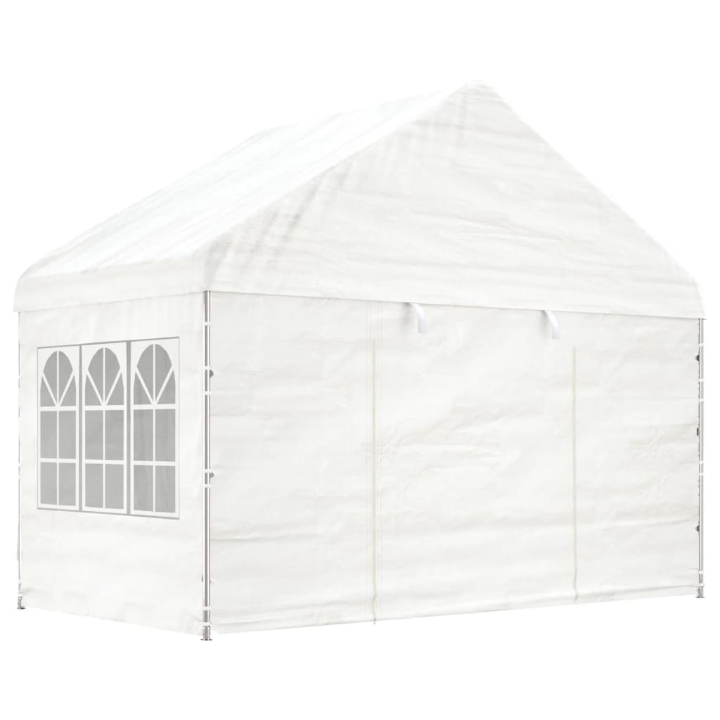 Gazebo con Tetto Bianco 4,08x2,23x3,22 m in Polietilene - homemem39