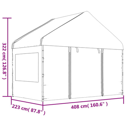 Gazebo con Tetto Bianco 4,08x2,23x3,22 m in Polietilene - homemem39